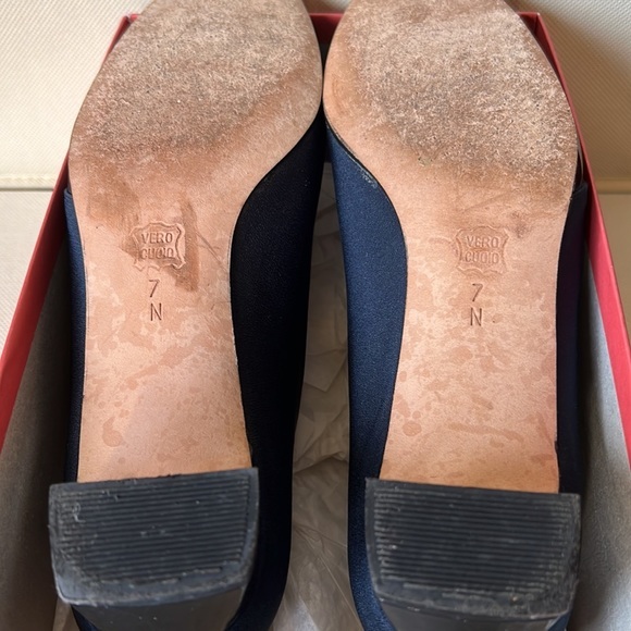 Vaneli Vintage Ibana Open-Toe Navy Pump - Picture 5 of 7